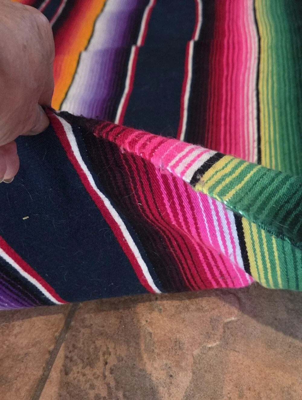 Vibrant Mexican Serape Style Throw Rug/Blanket - Multi Color